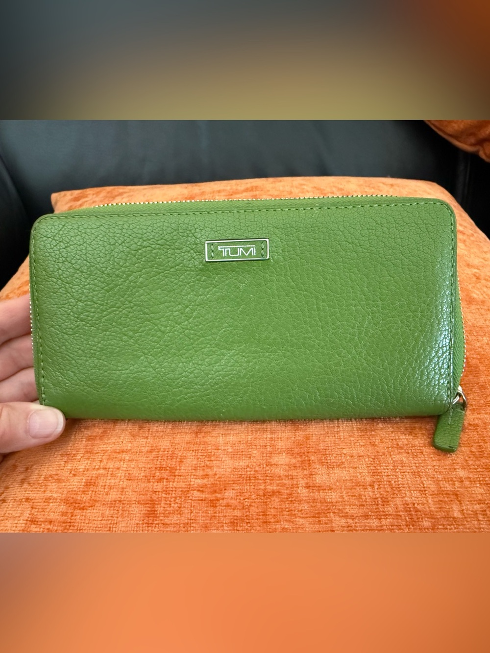 Tumi zip-around continental wallet in happy spring green
